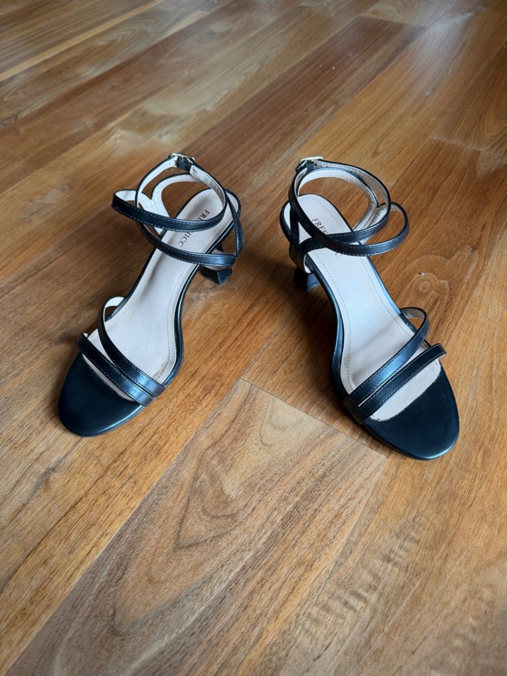Black Strappy Low-Heel Sandals
